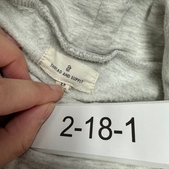 Thread & Supply Sweater Women X Small Grey Soft Knit Cowl Funnel Neck Pockets - Picture 3 of 7